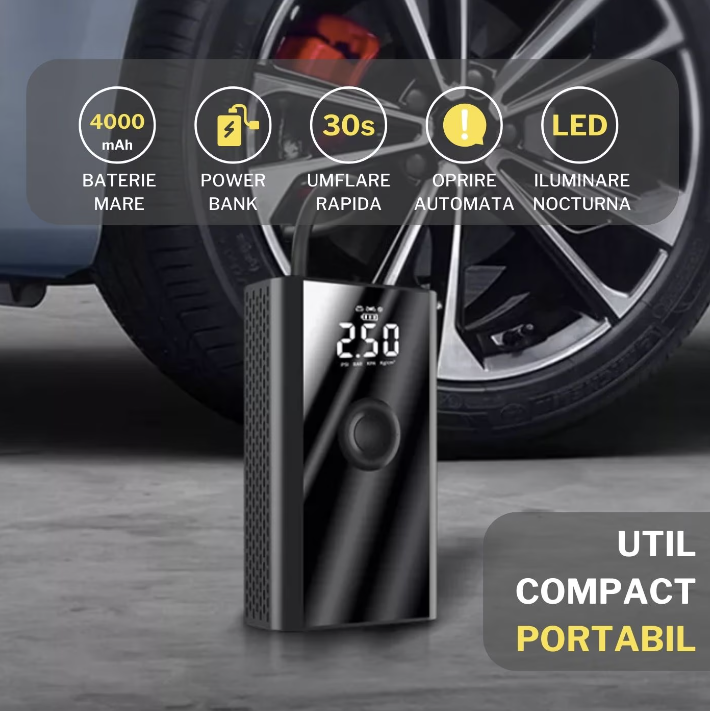 Compresor auto portabil 2 in1 DQ555 4000mAh