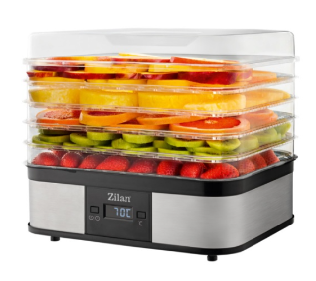Deshidrator alimentar Zilan ZLN1932 inox, 245W, 5 nivele, termostat digital, silentios