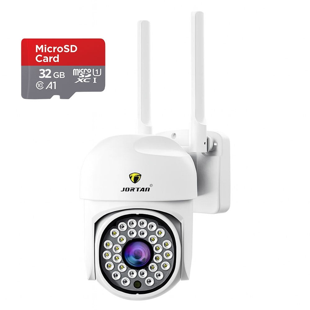 Cameră de supraveghere JORTAN, 1080P, Wi-Fi, Night Vision, IP66 + Card 32GB INCLUS