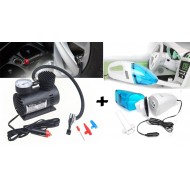 Pachet promotional Compresor auto pentru aer, 12v + aspirator auto vacuum, 12v
