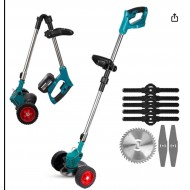 Motocoasă electrică cu roți – trimmer multifuncțional cu 2 acumulatori 48V și accesorii incluse