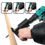Adaptor fierăstrău pendular pentru bormașină – tăiere rapidă, set cu 3 lame pentru lemn, metal și PVC
