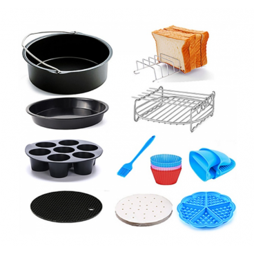 Set de 11 accesorii Zilan ZLN8016 pentru friteuza cu aer, diametru 18 cm