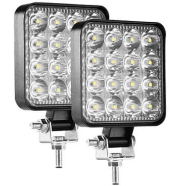 Set 2 Proiector PATRAT 16 led 12v-24v 48w lumina alba 6000k Slim