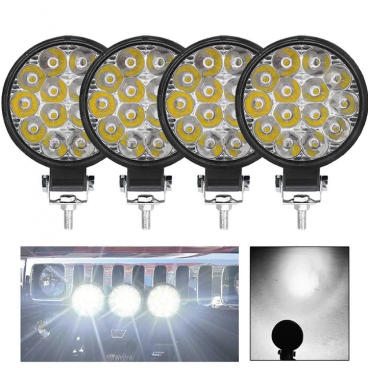 Set 4 Proiectoare LED Rotunde, 14 LED uri, 35mm, 42W SLIM