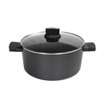 Cratita Zilan ZLN0843 Negru cu invelis din marmura, 5 straturi, 24 cm si manere fine la atingere, 4.6 L