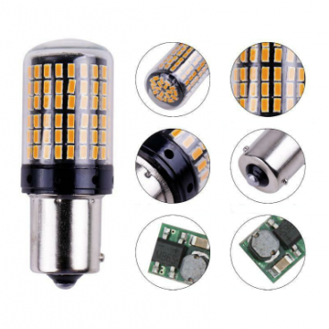 Set 2 Becuri LED Canbus 1156 Pozitie Portocaliu BA15S P21W 144 LED-uri