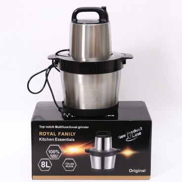 Tocător electric multifuncțional – bol inox 8L, putere 1000W, ideal pentru carne, legume și fructe