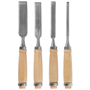 Set 4 dalti cu maner de lemn