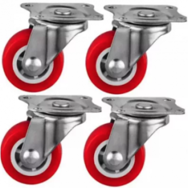 Set 4 Roți Pivotante 32 mm – Roșii, Mobilitate și Stabilitate