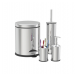 Set de baie Zilan ZLN4605 4 in 1 din inox cu cos menajer de 3 litri, perie WC, suport sapun lichid, suport periute de dinti
